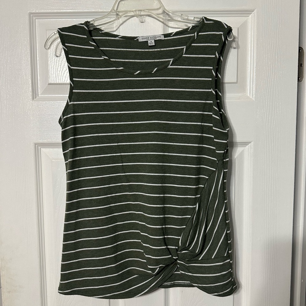 Green Envelope Knot Front Tank Top